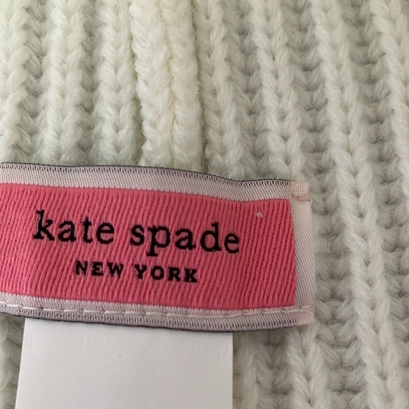Kate Spade: French Cream Faux Pearl Beanie Hat- winter-one size - Picture 2 of 16
